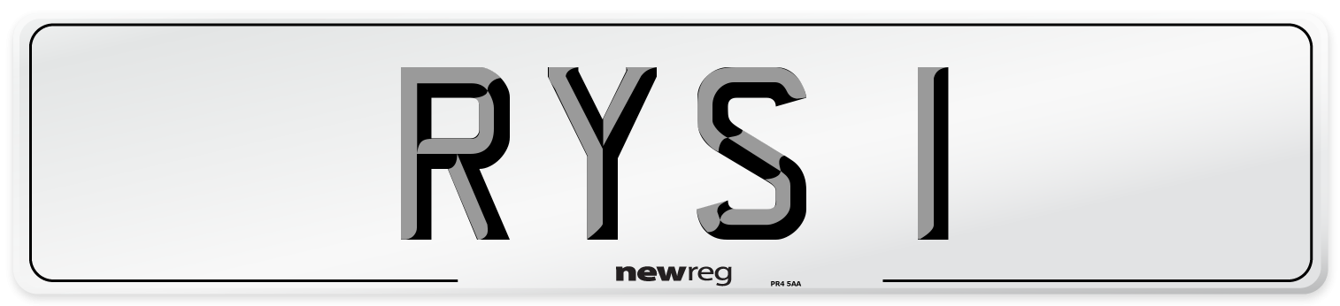 RYS 1 Number Plate from New Reg